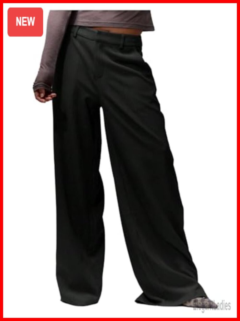 Women's Wide Leg Dress Pants Low Rise Pleated Slacks Business Casual Trousers